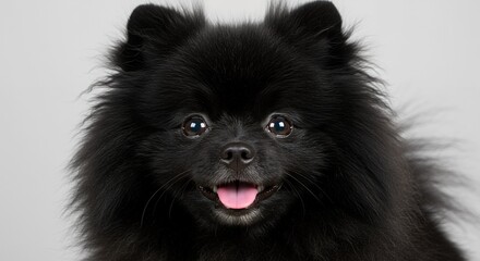 Obraz premium Black Pomeranian Dog Portrait