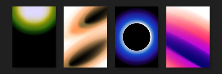 Four abstract gradient backgrounds for modern designs, suitable for digital presentations, websites, social media posts, and creative projects.