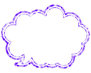ステンドグラス風吹き出し　三角形模様　丸みのある雲形