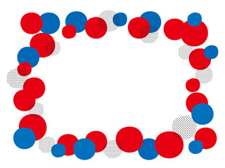 大阪EXPO万博スタイルの青と赤とグレーのイラストフレームベクター背景16