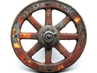 Rustic, weathered wooden wheel