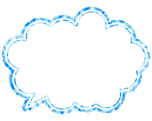 ステンドグラス風吹き出し　三角形模様　丸みのある雲形