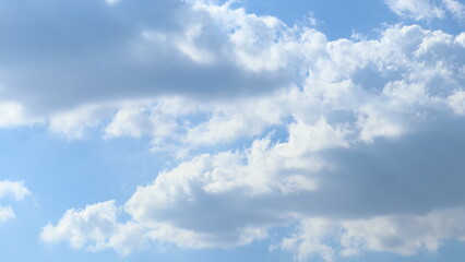 Beautiful fluffy cloud with blue sky. Cloudscape scene of heaven. Soft and light backdrop.