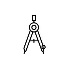 Drawing compass outline black icon for education