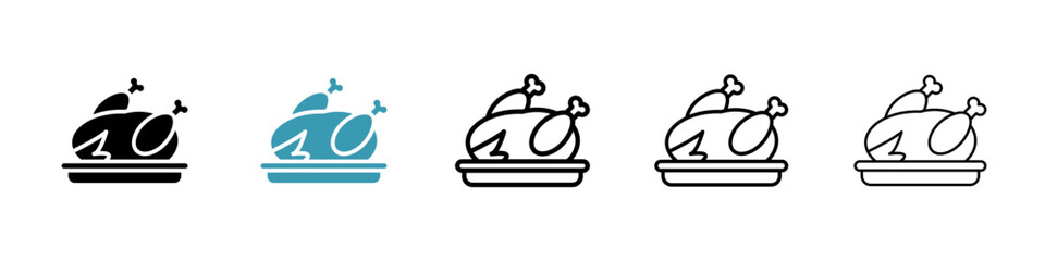 Roasted chicken turkey icon vector simple design