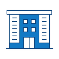 Buildings Blue Line Editable Stroke Icon. Real Estate, City, Cityscape, House, Home, Apartment, Condominium, Hotel, Mall, Town, Architecture Buildings Icons Vector Illustration