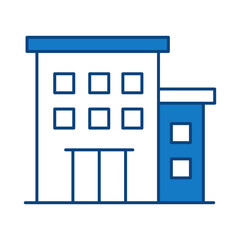 Buildings Blue Line Editable Stroke Icon. Real Estate, City, Cityscape, House, Home, Apartment, Condominium, Hotel, Mall, Town, Architecture Buildings Icons Vector Illustration