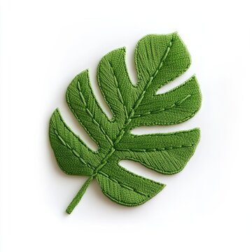 Detailed embroidered monstera leaf applique