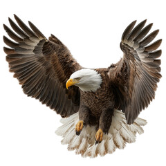 Obraz premium Majestic eagle soaring with outstretched wings against a transparent background. Animal isolated on transparent background