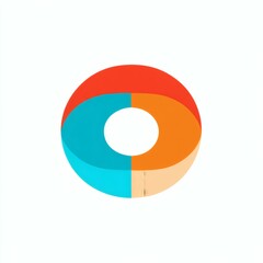 Abstract Round Shape Design with Red, Blue, and Orange Color on White Background