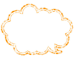 ステンドグラス風吹き出し　三角形模様　丸みのある雲形