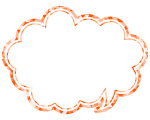 ステンドグラス風吹き出し　三角形模様　丸みのある雲形