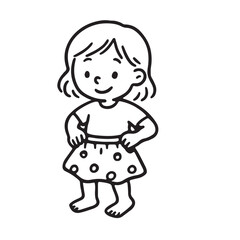 Hand Drawn Black and White Icons of Kids Dressing Themselves