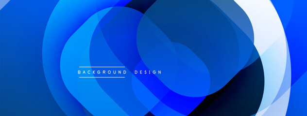 Abstract blue design. Overlapping circles create dynamic, modern background. Smooth gradients, clean aesthetic.