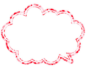 ステンドグラス風吹き出し　三角形模様　丸みのある雲形