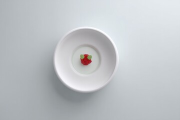 minimalist 3d illustration of single garnished dish set elegantly on neutral background