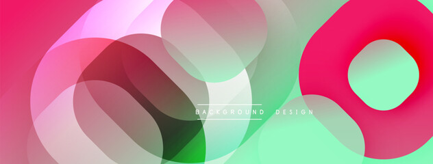Abstract colorful shapes overlap. Gradient shades create dynamic visual effect. Modern design element for backgrounds, presentations.