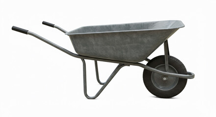 Empty Wheelbarrow on White Background
