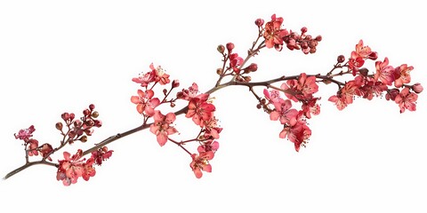 Twig of coral limonium flowers isolated on white or transparent background