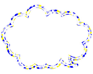 ステンドグラス風吹き出し　三角形模様　丸みのある雲形