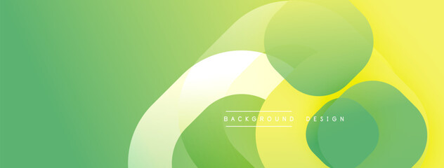 Abstract background features overlapping circles. Colors transition from green to yellow. Minimalist design, modern aesthetic. Simple, clean composition.