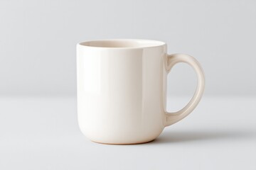 Fototapeta premium plain table with blank mug or cup in center to left