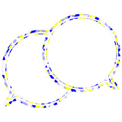 ステンドグラス風吹き出し　三角形模様　重なる会話