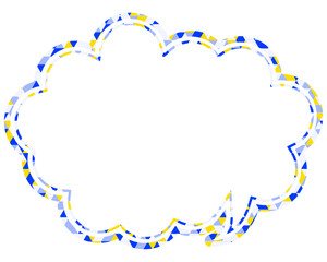 ステンドグラス風吹き出し　三角形模様　丸みのある雲形