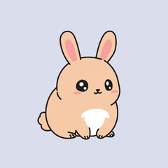 Cute cartoon bunny rabbit with big eyes and pink cheeks. Kawaii style animal illustration.