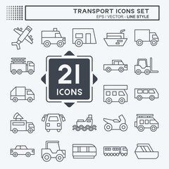 Icon Set Transport. related to Holiday symbol. line style. design editable