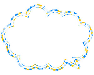 ステンドグラス風吹き出し　三角形模様　丸みのある雲形