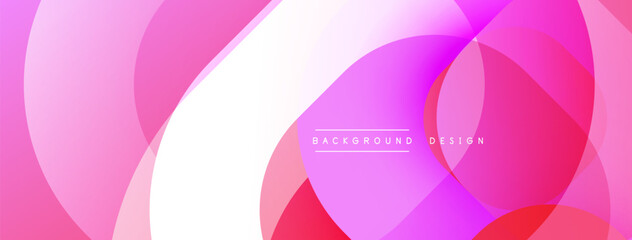 Abstract pink purple design. Overlapping circles create fluid gradient effect. Modern background for digital projects.