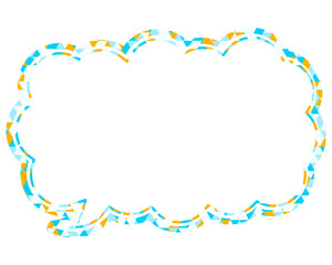 ステンドグラス風吹き出し　三角形模様　細長い雲形