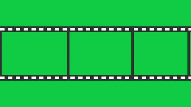film strip transition moving animation loop on green screen background