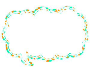 ステンドグラス風吹き出し　三角形模様　細長い雲形