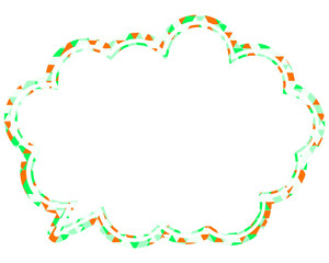 ステンドグラス風吹き出し　三角形模様　丸みのある雲形