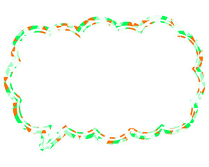 ステンドグラス風吹き出し　三角形模様　細長い雲形