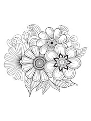 Fototapeta premium Artistic Blooming Spring Flowers Coloring Pages
