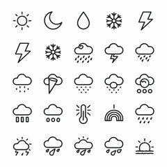 Minimal Line Weather Icon Set | 24 Clean UI-Ready Climate Symbols