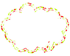 ステンドグラス風吹き出し　三角形模様　丸みのある雲形