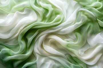 Obraz premium Soft, draped fabric in green and white ombre