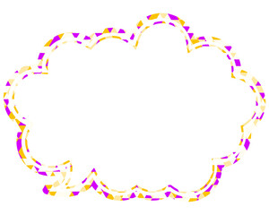 ステンドグラス風吹き出し　三角形模様　丸みのある雲形