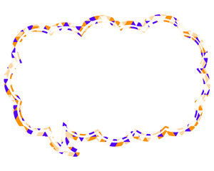 ステンドグラス風吹き出し　三角形模様　細長い雲形
