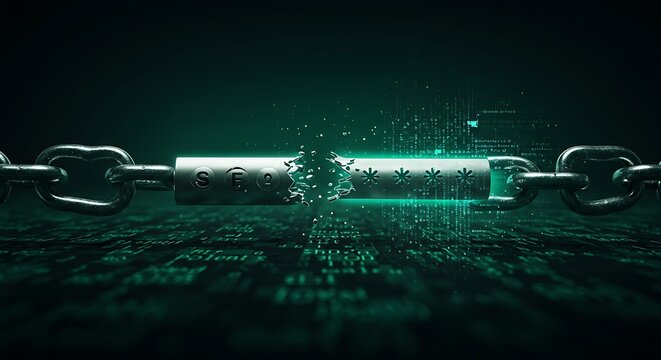 Breaking Chain Link with Data Stream and Code Background