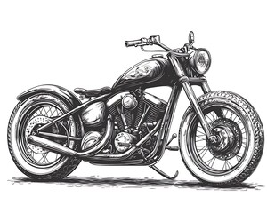 Obraz premium Classic chopper motorcycle sketch