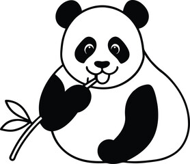 panda bear with bamboo