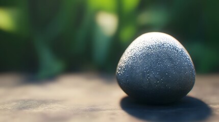 Dew Covered Stone on Dark Surface Peaceful Nature Scene Serene Background Image