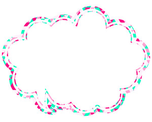 ステンドグラス風吹き出し　三角形模様　丸みのある雲形