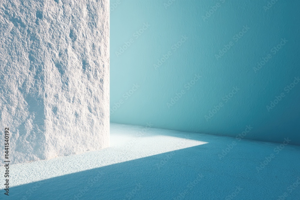 Poster capture minimalistic scene highlighting stark contrast between light and shadow ensure ample copy sp