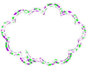 ステンドグラス風吹き出し　三角形模様　丸みのある雲形